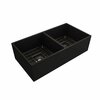 Bocchi Contempo Farmhouse Apron Front Fireclay 36 in. Double Bowl Kitchen Sink in Matte Black 1350-004-0120